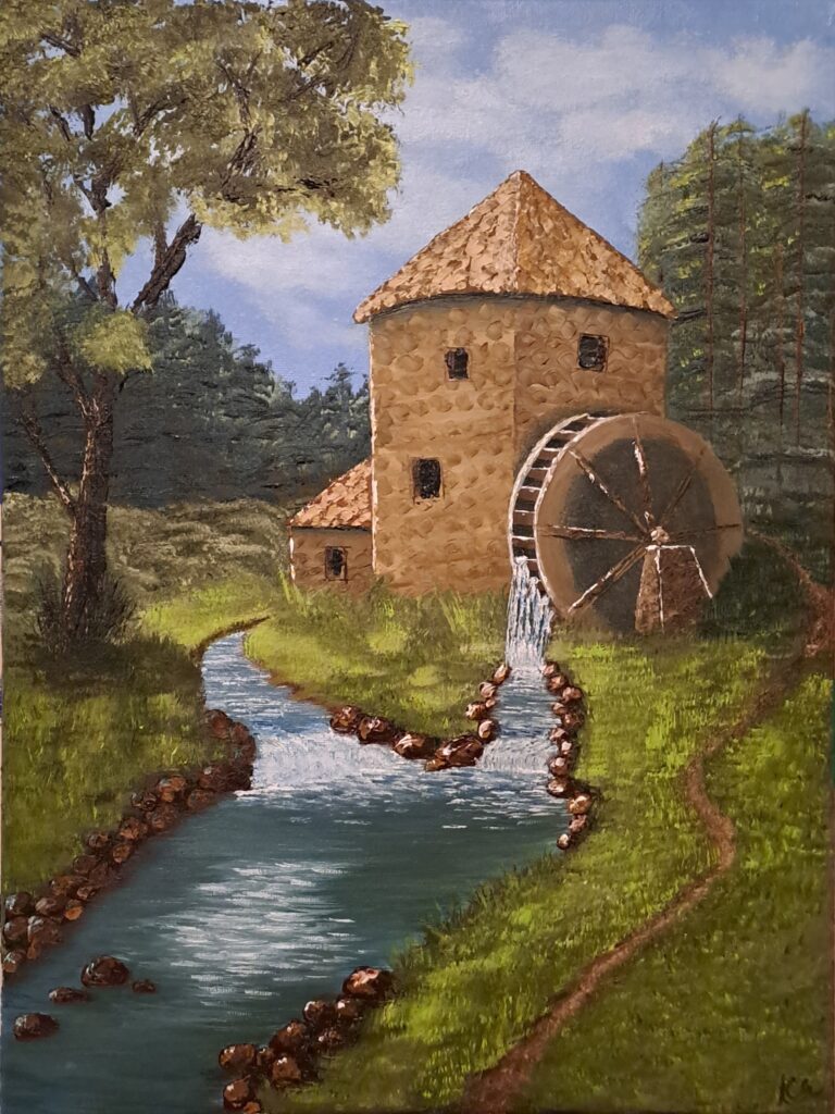 Obraz - olej na plátně - Mlýn - celek